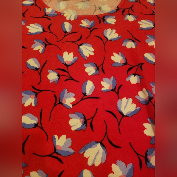 Talbots Red Floral Puff Sleeve Sweater Top Size Small - Picture 4 of 8